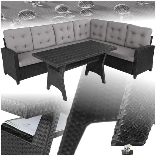 tectake Garten Lounge Set Eckbank Wetterfest Schwarz