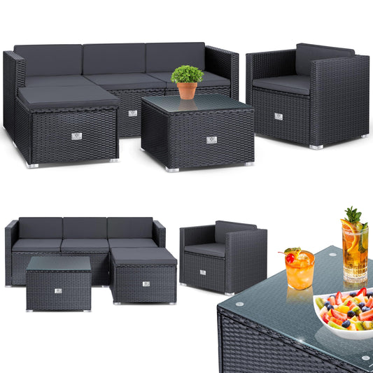 KESSER Gartenlounge Set Sofa Sessel Hocker Anthrazit