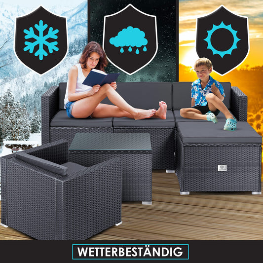 KESSER Gartenlounge Set Sofa Sessel Hocker Anthrazit